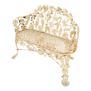 Heavy Victorian Leaf Cast Iron Small Garden Bench Cast Iron