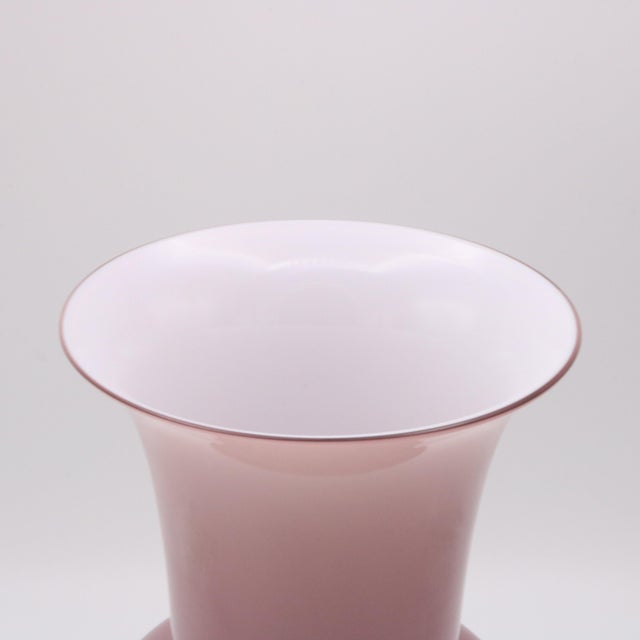 "Incamiciato" Italian Art glass vase by Tomaso Buzzi for Venini. Clear, white and purple. With original label. Signed:...