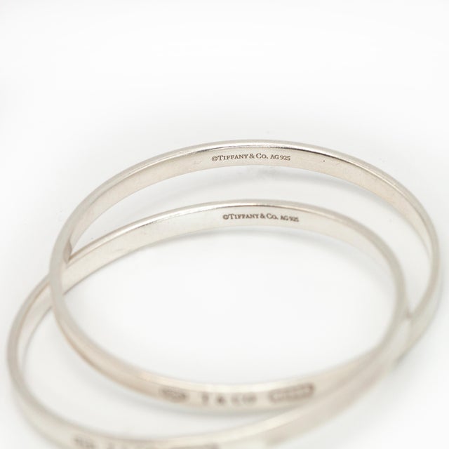 Early 21st Century Tiffany & Co. 1837 Collection Sterling Silver Interlocking Circle Bangle For Sale - Image 5 of 9