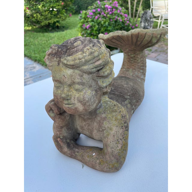Vintage Terracotta Mermaid Statue | Hand-Sculpted Figurative Art With Natural Patina For Sale In Miami - Image 6 of 9