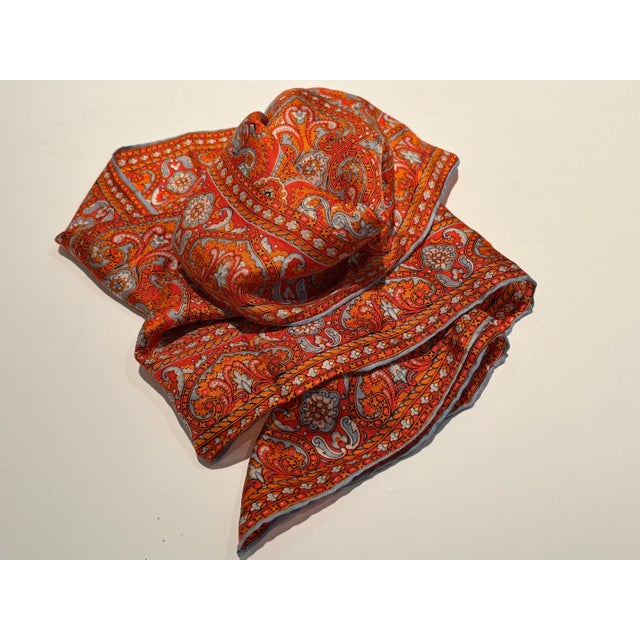 Vintage paisley silk oblong scarf in orange amber hues. Paisley silk oblong scarf beautiful scarf is long and looks barely...
