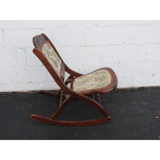 Wood Victorian Early 1900s Solid Wood Folding Rocking Chair 6897 For Sale - Image 7 of 12