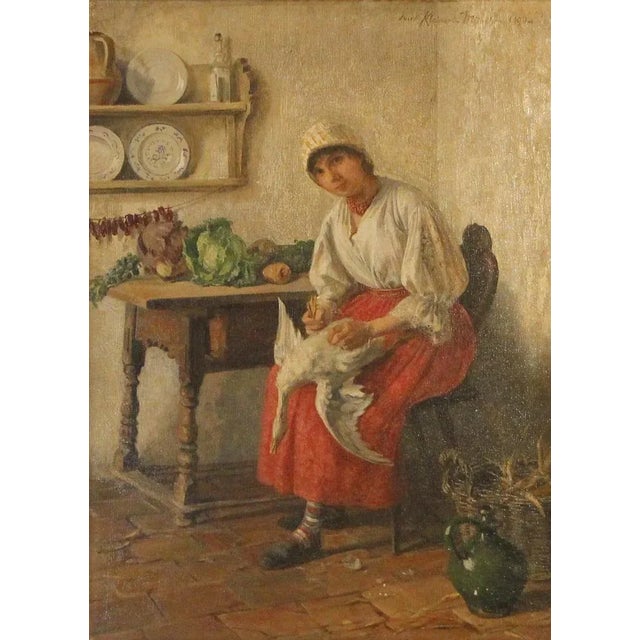 Late 19th Century Josef Edgar Kleinert, Goose Stripping, 1890, Oil on Canvas, Framed For Sale - Image 5 of 7