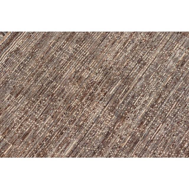 Modern Rug in Wool With All-Over Geometric Tribal Design in Brown and Ivory For Sale - Image 11 of 11