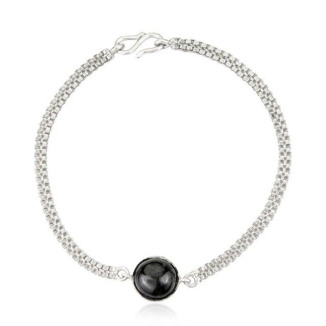 Sterling Silver Bezel Set Black Star Cabochon Bracelet Gifts for Her For Sale - Image 10 of 13