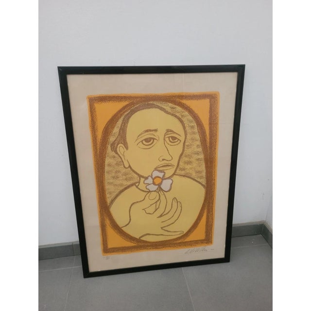 Giuseppe Viviani, Man with Flower, 1960s, Lithograph For Sale - Image 9 of 9
