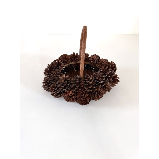 Wood Vintage Handcrafted Pinecone Basket For Sale - Image 7 of 11