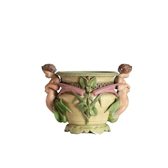 Art Nouveau Planter with Cherubs and Foliage, 20th Century For Sale - Image 4 of 8