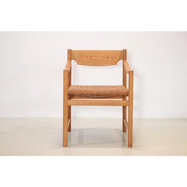 Brown Pine Chair with Armrests, 1960s For Sale - Image 8 of 8