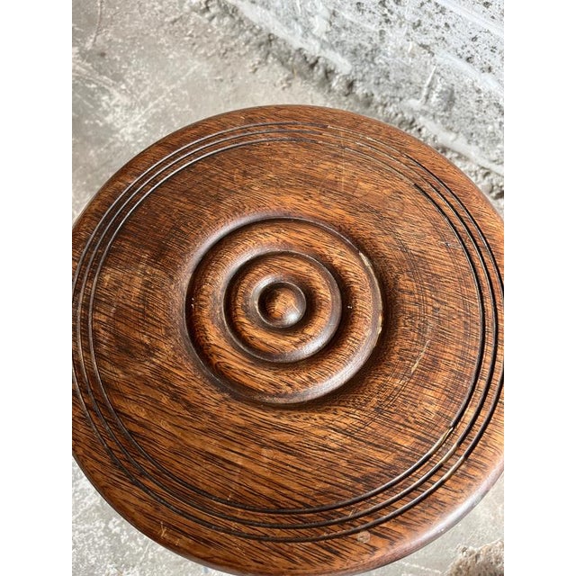 French Turned Wood Stool attributed to Charles Dudouyt, 1950s For Sale - Image 3 of 7