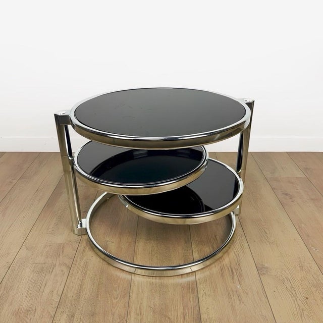Modular Coffee Table with Rotating Black Glass Tops, 2000s For Sale - Image 3 of 13