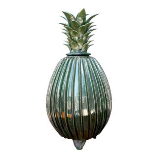 Vintage Monumental Hilario Alejo Madrigal Glazed Terracotta Pineapple For Sale
