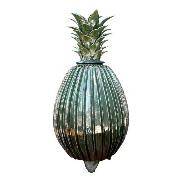 Vintage Monumental Hilario Alejo Madrigal Glazed Terracotta Pineapple For Sale
