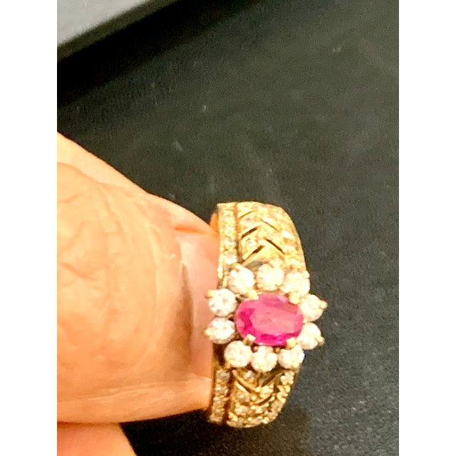 2000 - 2009 0.50 Carat Natural Ruby and Diamond 14 Karat Yellow Gold Ring For Sale - Image 5 of 18