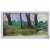 Scenic Stained Glass Window with Trees and House in fabulous original condition. 24 1/2" by 43"