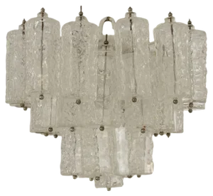 Mid-Century Modern Handcrafted Glass Chandelier, 1960