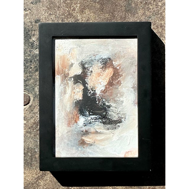 Vintage Original Abstract Oil Portrait on Board For Sale - Image 11 of 11