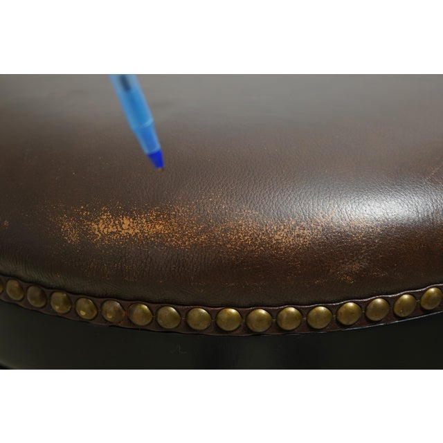 Set of 4 Frontgate Leather Counter Stools For Sale - Image 13 of 17