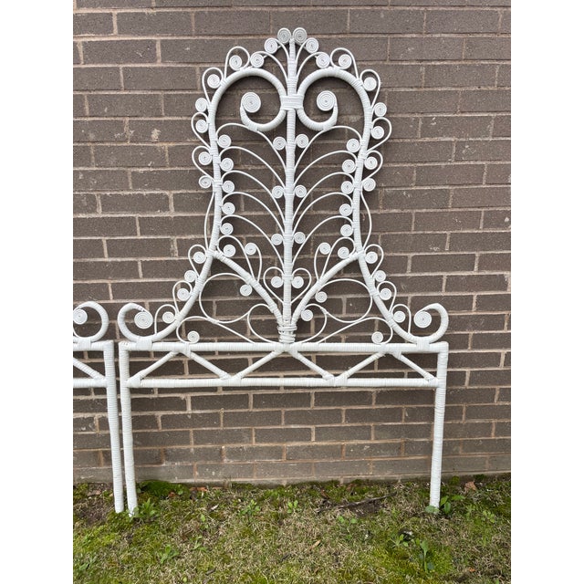 Rustic Pair of Vintage Twin Fiddle Head Wicker Headboards For Sale - Image 3 of 6