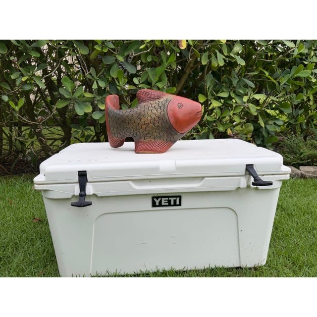 Vintage Hand-Carved Folk Art Fish Sculpture For Sale - Image 4 of 12