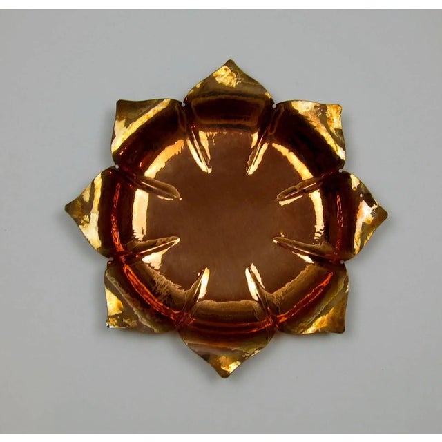 American Marie Zimmermann Arts and Crafts Copper Lotus Form Dishes, Set of 6 For Sale - Image 3 of 11