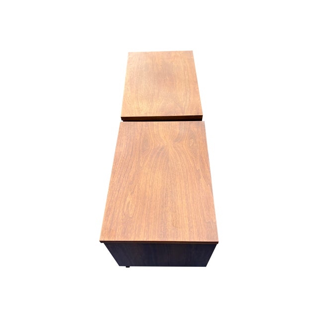 Brown Mid Century Modern Vintage Pair Nightstands or Side End Tables in Albert Parvin Style Design For Sale - Image 8 of 8