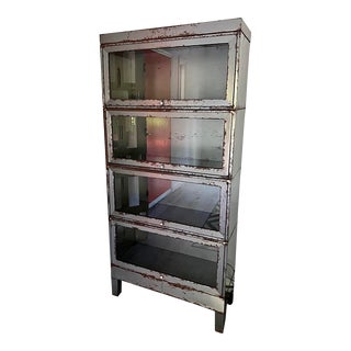 1930s Vintage Steel & Glass Bookcase For Sale