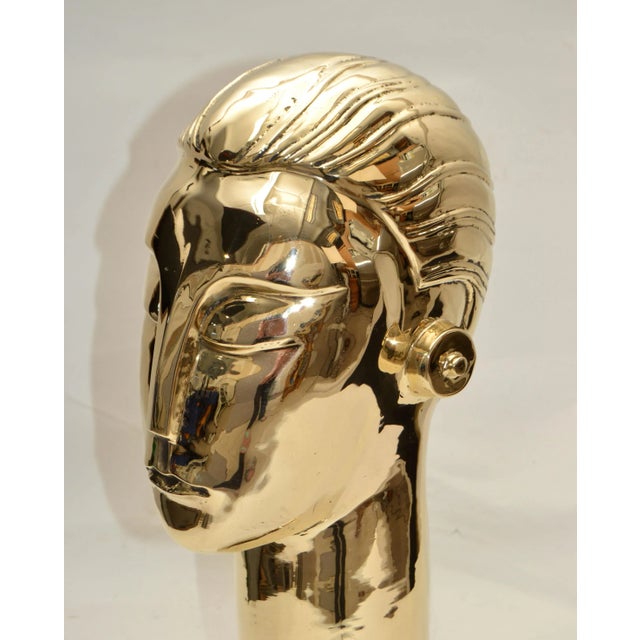 Bronze Art Deco Style Hagenauer Manner Bronze Bust, Figurative Sculpture Elongated Neck For Sale - Image 8 of 13