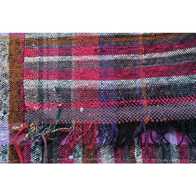Purple Vintage Turkish Hand-Knotted Wool Cotton Purple Kilim Runner Rug For Sale - Image 8 of 10