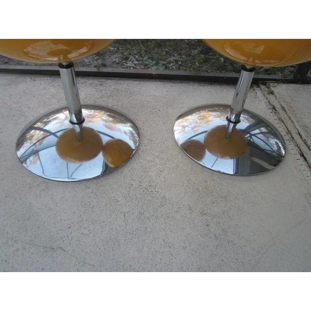 1970s Vintage Space Age Half Egg Chairs with Chrome Pedestal Bases From 1970s For Sale - Image 4 of 12