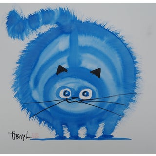Laszlo Tibay, Le chat bleu, Ink & Wash Drawing For Sale
