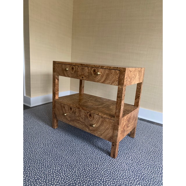 Modern Silhouette Burl Wood Nightstand (Set of 2) Chairish