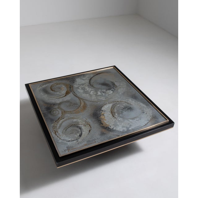 Signed Églomisé Glass-Top Coffee Table, Antique, Italy, Mid 20th Century For Sale - Image 13 of 16