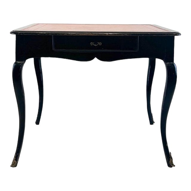 Antique Black French Louis XV Lacquered Desk Table For Sale