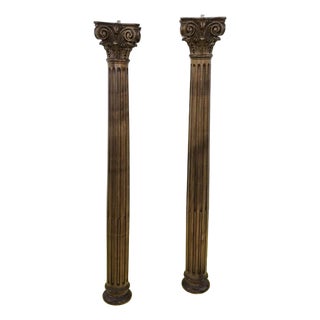 Decorated Wooden Columns, Set of 2 For Sale