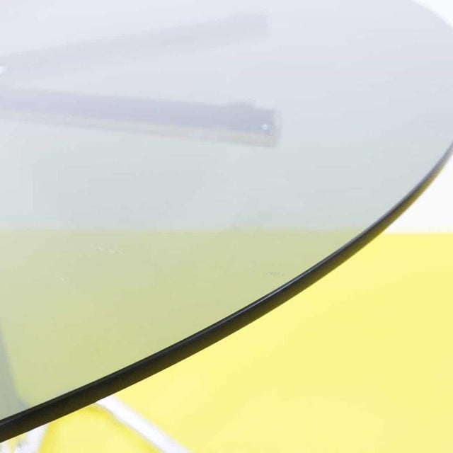 Metal Round Smoked Glass Table with Chrome Tubular Structure For Sale - Image 7 of 9