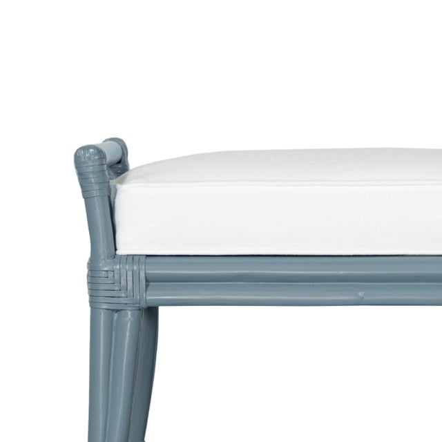 David Francis Small Malacca Bench - Regatta Blue For Sale - Image 4 of 8