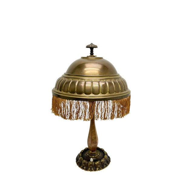 Vintage French Art Nouveau Brass and Wood Desk Lamp, 1920s For Sale - Image 15 of 15