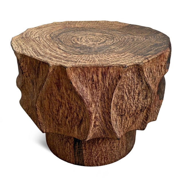 Lychee Swirl Carved Side Table For Sale - Image 10 of 12