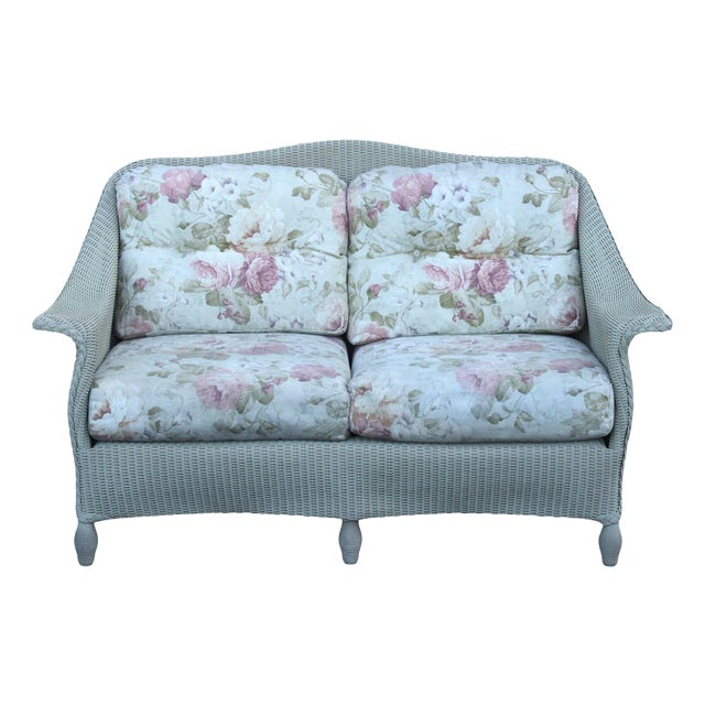 Lloyd Loom Outdoor Wicker Loveseat For Sale