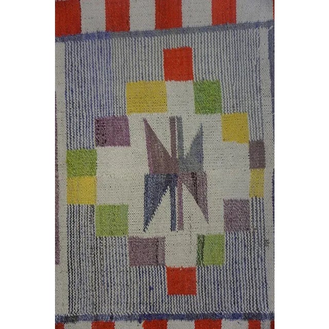 1900s Purple Lavender Antique Mexico Navajo Rio Grande Carpet 5' X8'7" Flatweave Wool Rug For Sale - Image 14 of 15