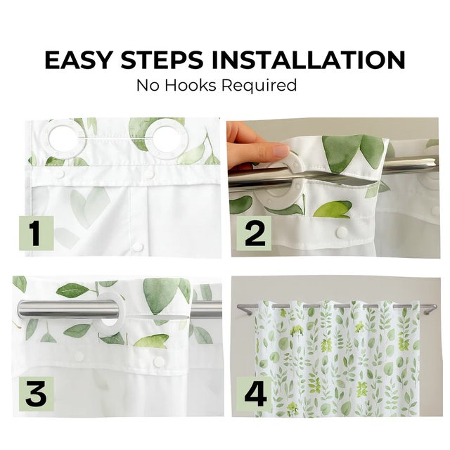 2020s Floral Hookless Shower Curtain 71Wx74L, No Hooks Needed, Snap-in Washable Liner For Sale - Image 5 of 7