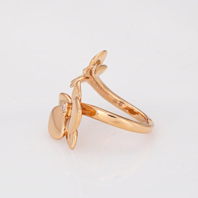 Cartier ​Caresse D’Orchidees Par Cartier Ring Diamond 50 Estate 18k Rose Gold Papers, Size 5.25 For Sale - Image 4 of 7
