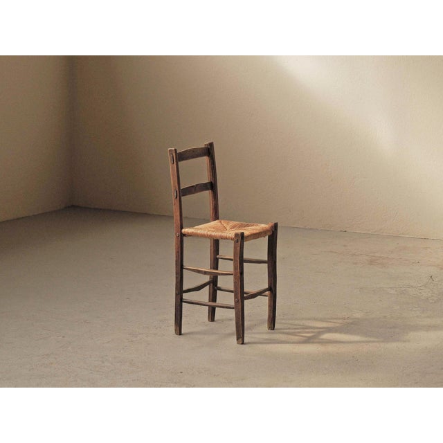 French Folk Art Wood and Rush Chair, 1900s For Sale - Image 14 of 14