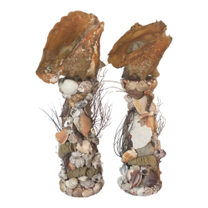 Antique Grotto Sea Shell Candlesticks With Antique Bahamas Conch Shells