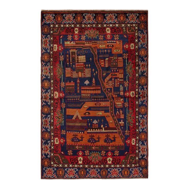 1950s Collectible Vintage Baluch Tribal Rug With Pictorial Patterns, From Rug & Kilim For Sale