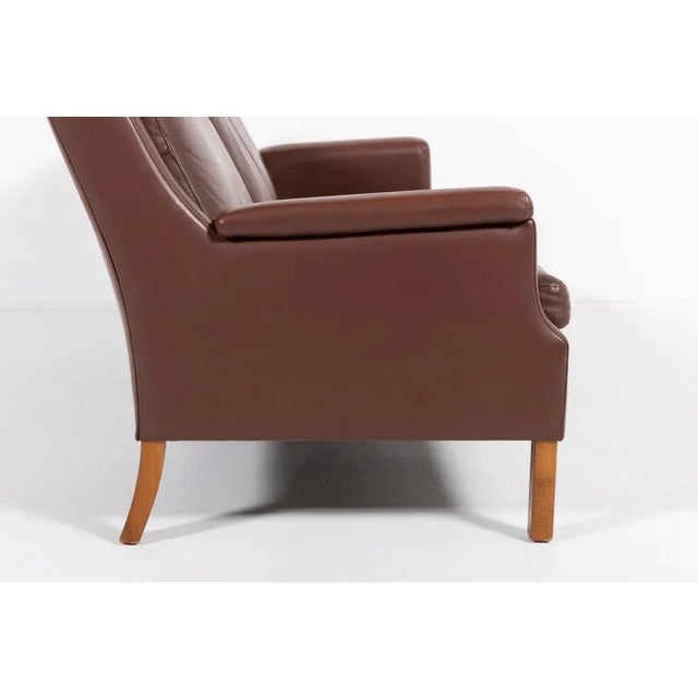 1980s Vintage Brown Leather Sofa from Mogens Hansen, Denmark, 1980s For Sale - Image 5 of 9