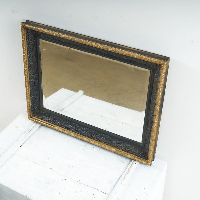 Black Mirror with Black and Gold Frame For Sale - Image 8 of 8