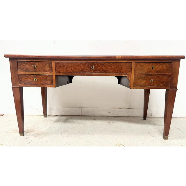 Louis XVI Style Flat Desk in Mahogany and Veneer, 19th Century For Sale - Image 15 of 15