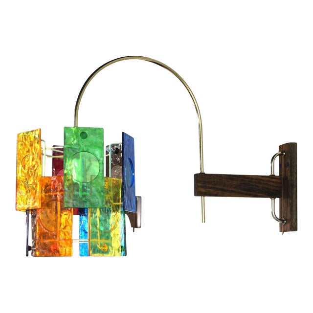 Mid Century Modern Colorful Swivel Wall Sconce Light Fixture For Sale